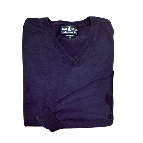Vintage Izod Club Men's V-Neck Cotton Golf Sweater - Dark Navy Size Large - Picture 1 of 9